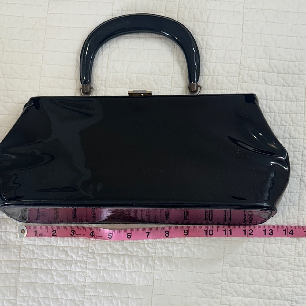 2pc Patent Mini Bag Set White & Black Y2K 90s Shoulder Clutch Bundle - Picture 5 of 10